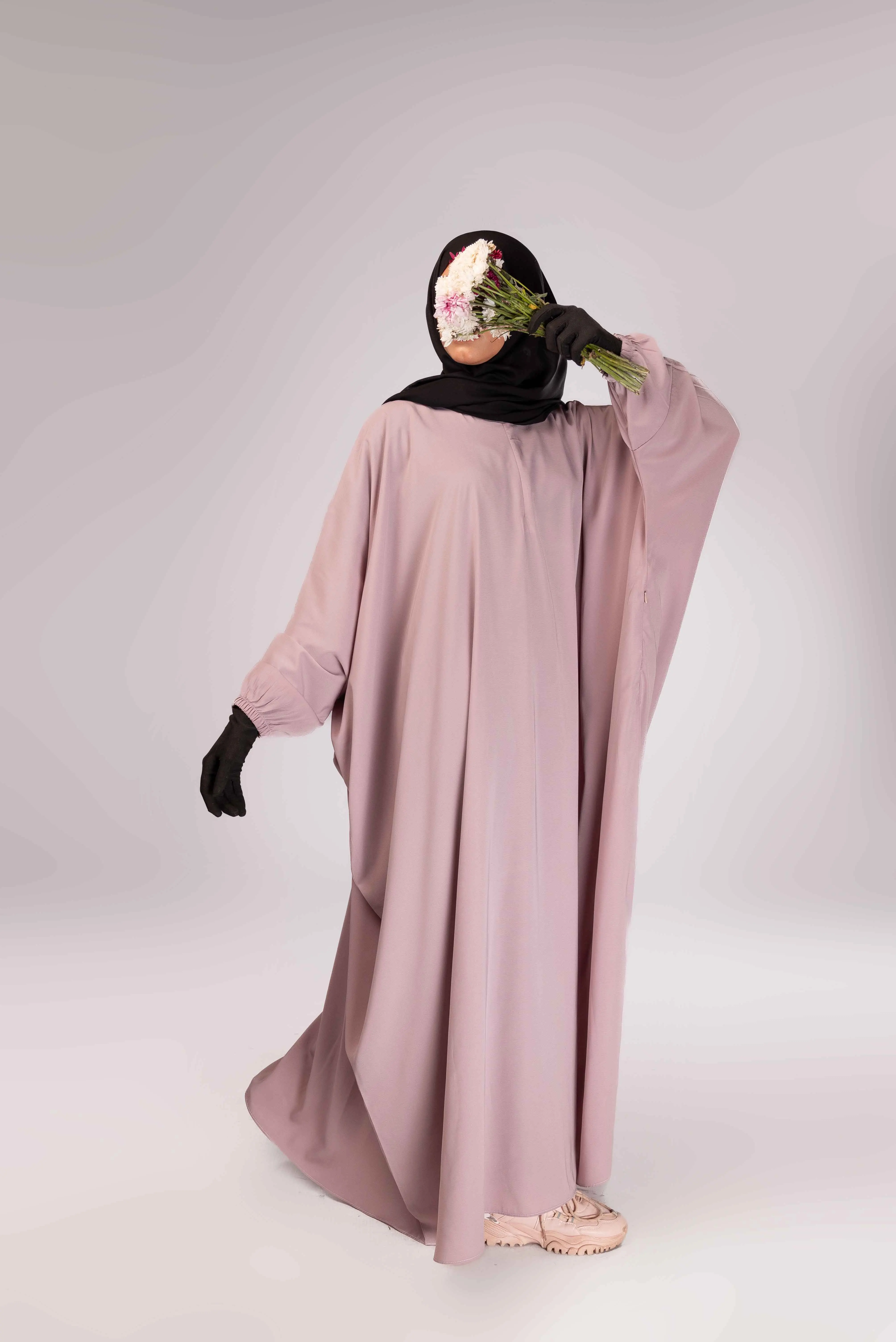 Luxury Elastic Sleeves Bisht Abaya Daily Wear Modest Clothes Wool Peach Polyester Matt Fabric Straight Silhouette Solid Adults