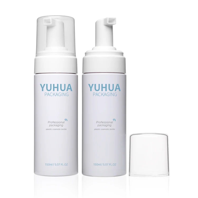Eco Friendly Cosmetic Foam Containers 150ml 200ml Face Cleaner Empty Plastic White Frosted Foaming Bottle for Shampoo