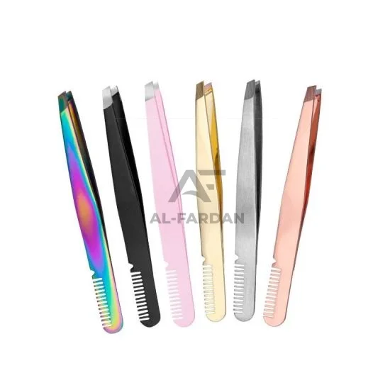 High Quality Black Brow Extension Tweezers Slanted Tip High Quality Stainless Steel Anti-Static Custom Logo Eyebrow Tweezer
