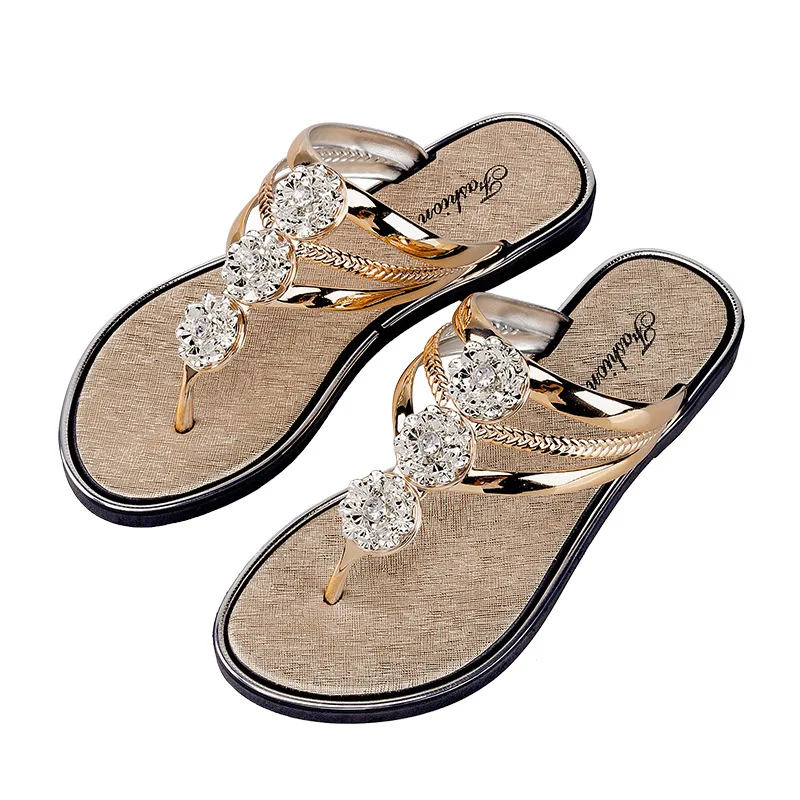 2024 NEW MZ New Summer Large Size 36-45 Lightweight Water Diamond Slippers 1963 High Quality Diamond Clamping Flat Sandals