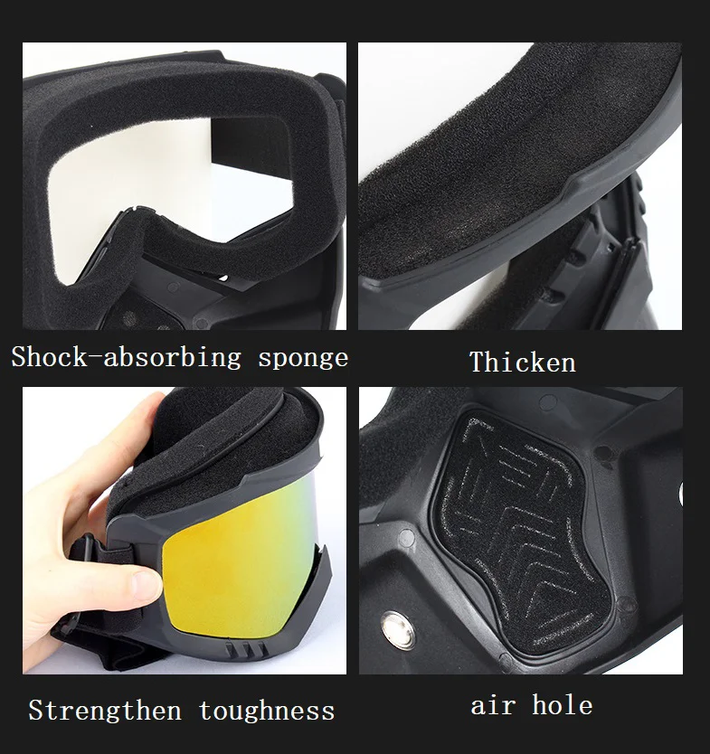 Adjustable Full Face Tactical Paintball Helmet Goggle Detachable Protective Motorcycle Riding Mask with Shield