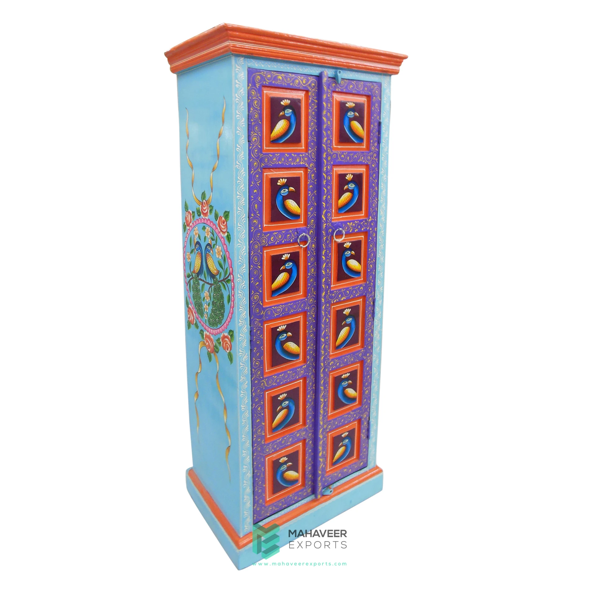 Best Selling Fine Hand Painted Wooden Two Door Almirah / Living Room Cabinet For Modern Home Antique Designed Storage Furniture