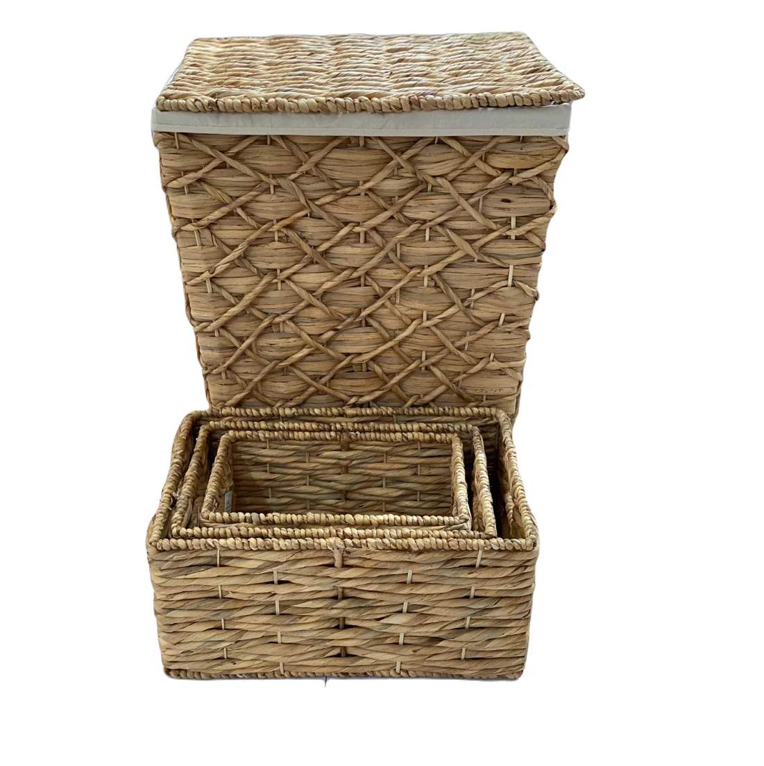 Open weave water hyacinth basket/ Eco-friendly material water hyacinth storage basket made in Vietnam