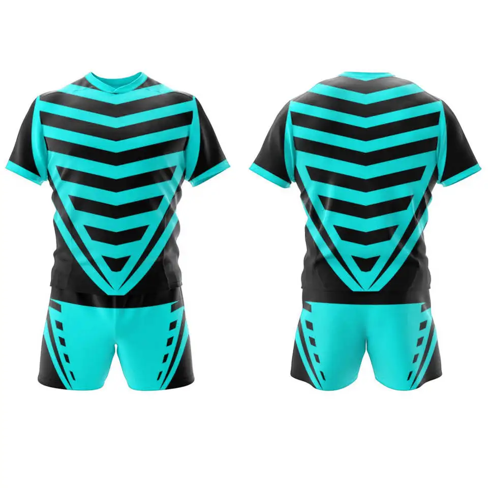 OEM Free Design Bulk Sports League Short Sleeve Striped Printing Custom Pro simple Rugby Uniform Kit