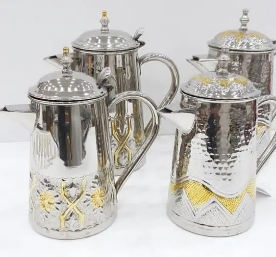 Home Decor Silver Plated  Water Storage Arabic Dallah Kitchenware Design Restaurant Hotel Decor Royal Theme Design Metal Jug