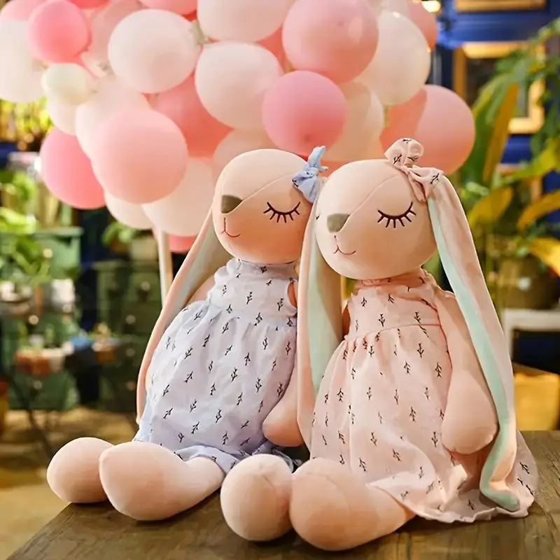 2023 Cute Bunny Plush Long Ears Toy Baby Soothing Rabbit Doll With Sleeping Doll Stuffed Animals Kids Plushie Doll Toy