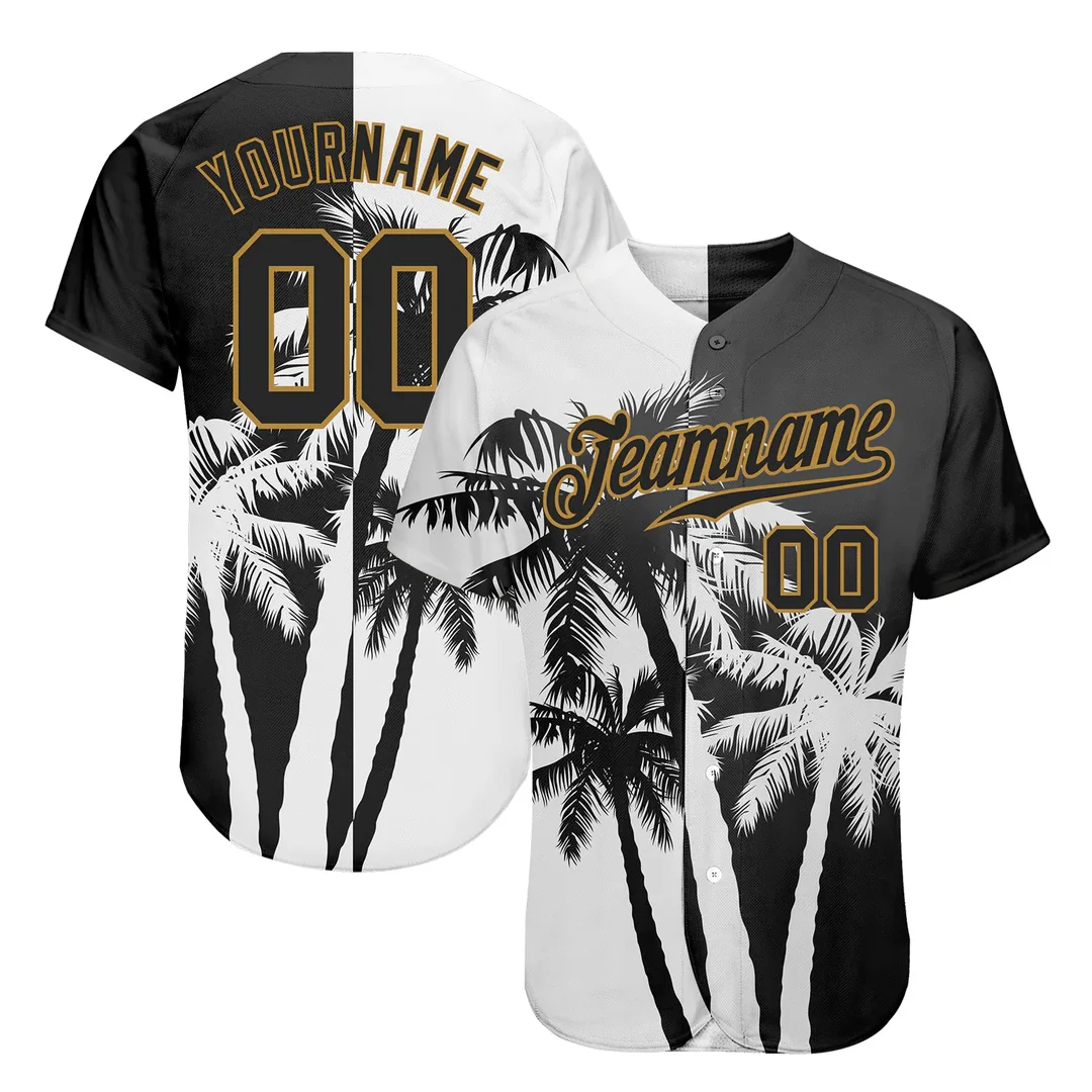 100% Polyester Black White Baseball Jersey Custom Pullover Youth Men Women Sublimation Sports Team Baseball Uniform Shirts
