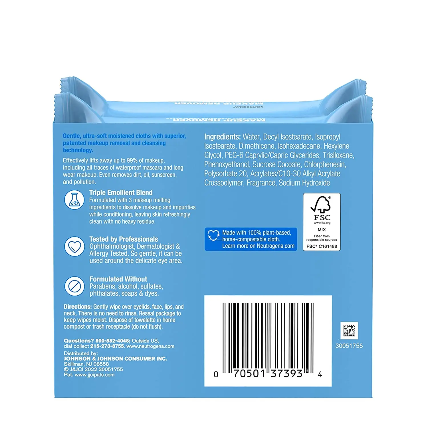 Neutrogena Deep Clean Make-Up Remover Facial Wipes, 25 Wipes