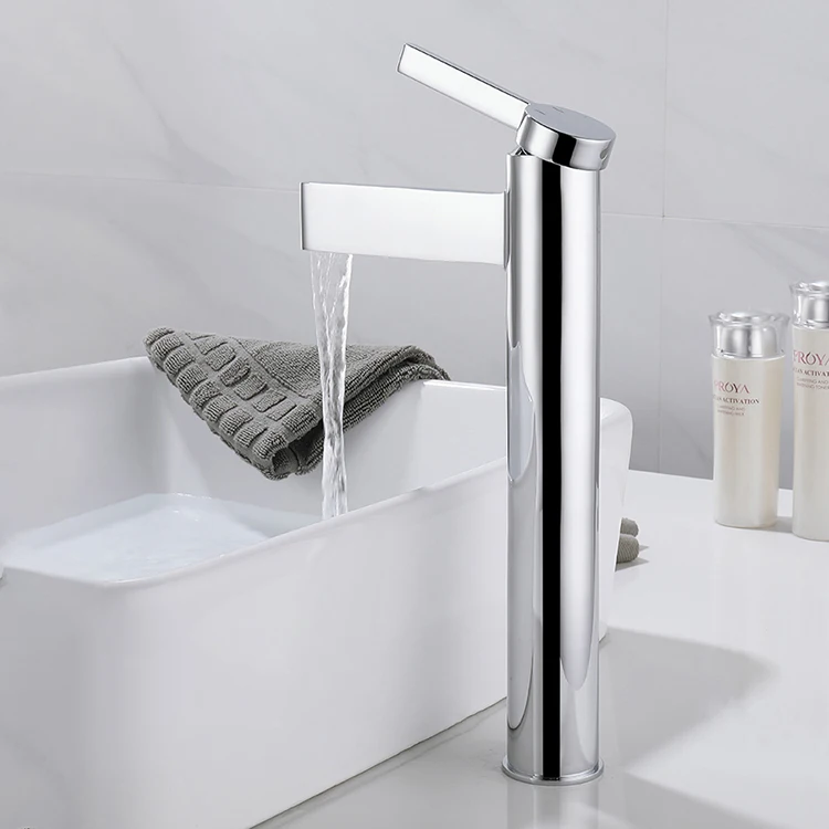Mounted Contemporary Waterfall Basin Mixer Faucet - Brass Bathroom Sink Tap for Modern Style