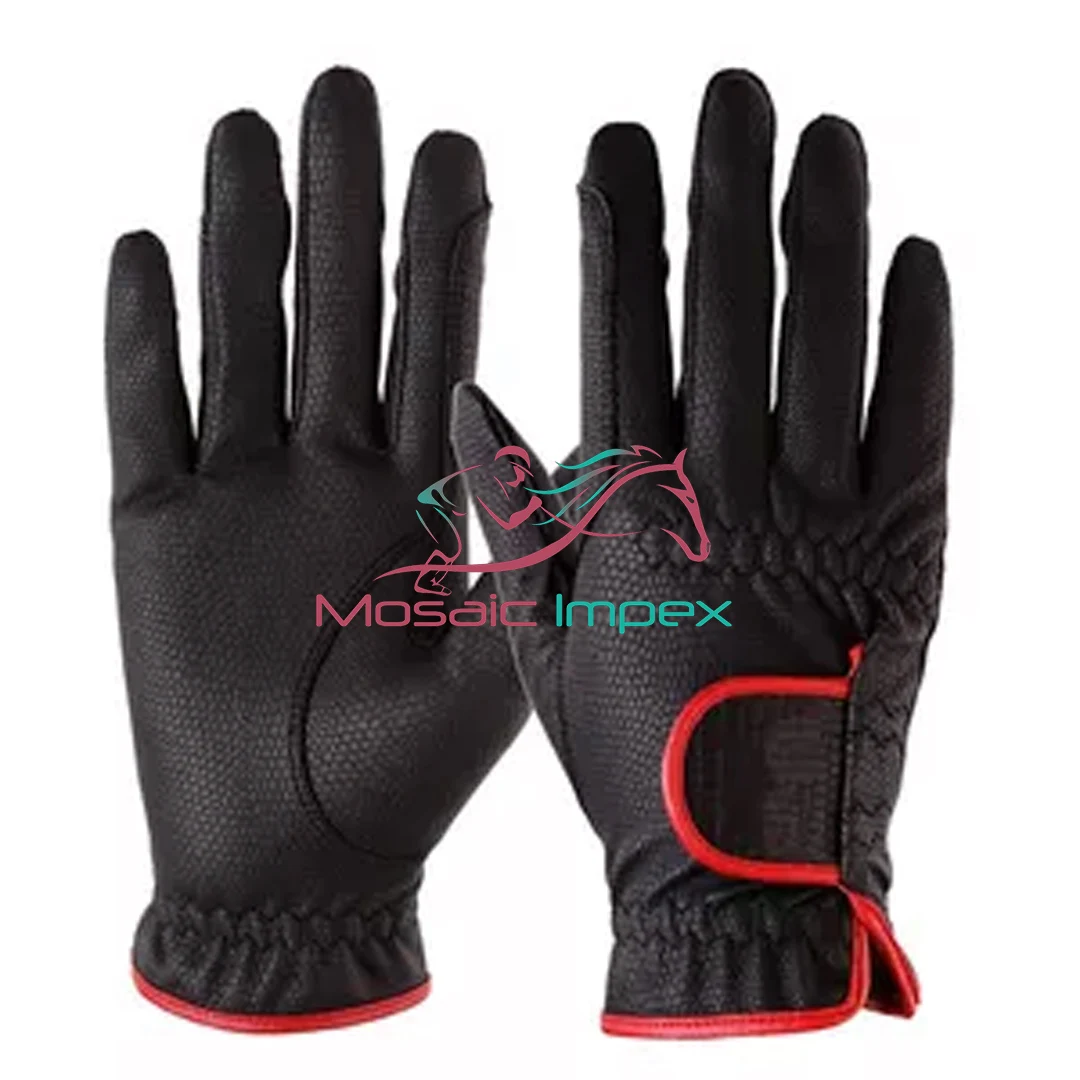 Mosaic Impex Hot Selling Horse Riding Gloves Fourway Back, Synthetic Leather Palm Silicon Printing