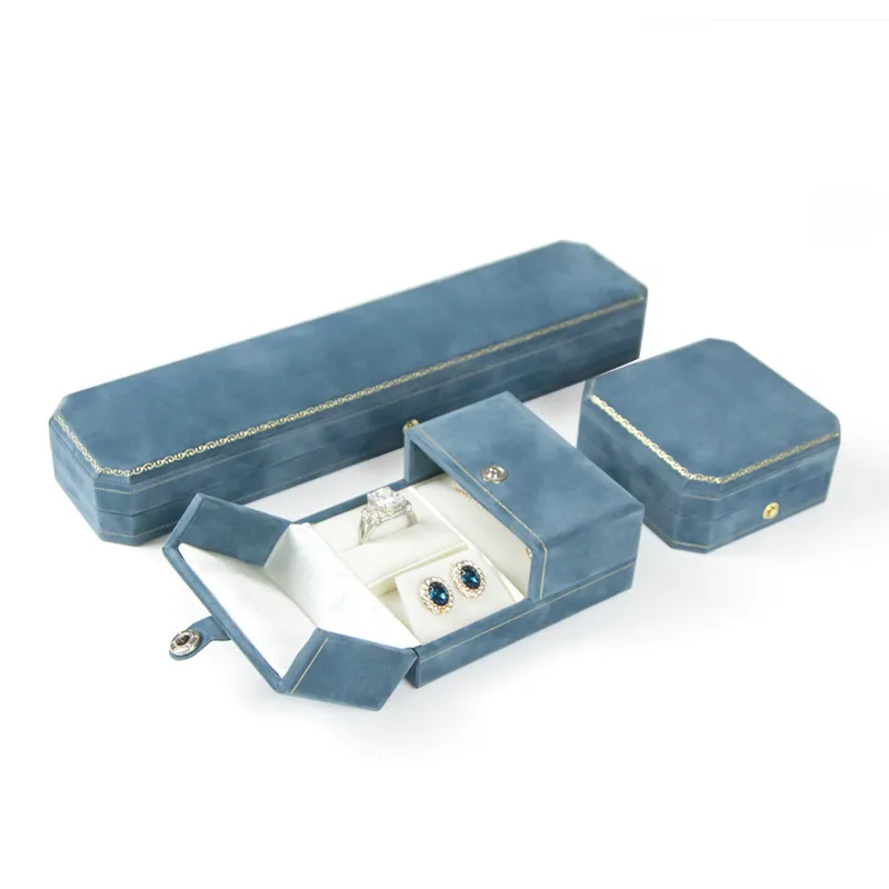 Annaigee Custom Octagon Velvet Jewelry Box Packaging Ring Pendant Bracelet Jewellery Box