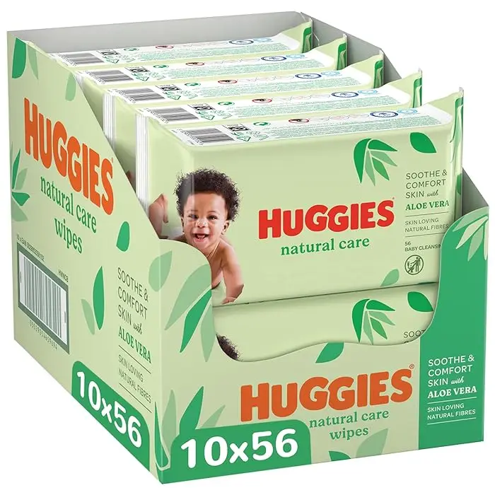Huggies Pure, Baby Wipes, 56 Wipes - Natural Wet Wipes for Sensitive Skin - 99 Percent Pure Water - Fragrance Free to Clean and