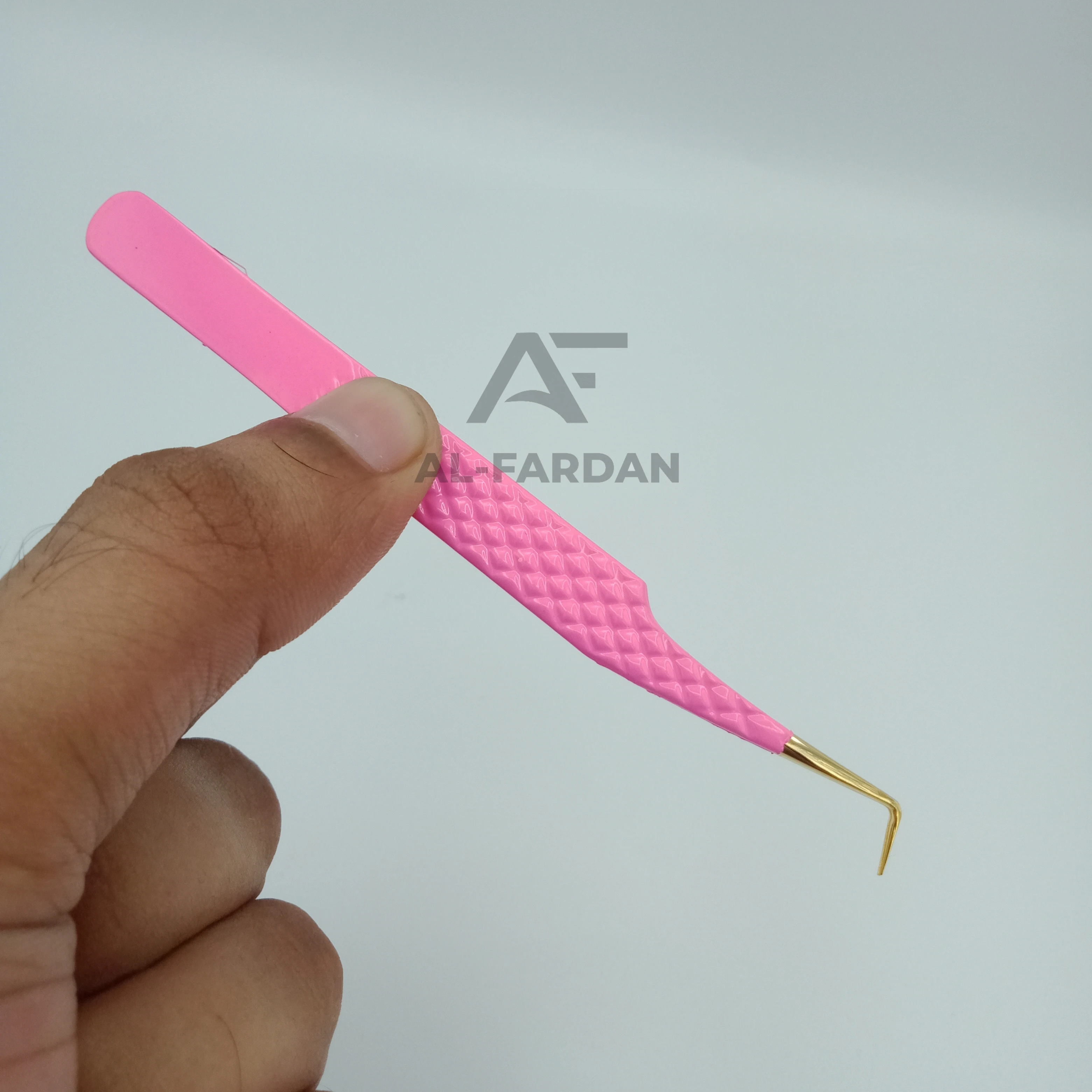 90 Degree Japanese Stainless Steel Diamond Grip Lash Volume Tweezers Hot Pink Gold Tip High Eyelash Extension Eyebrow Tool