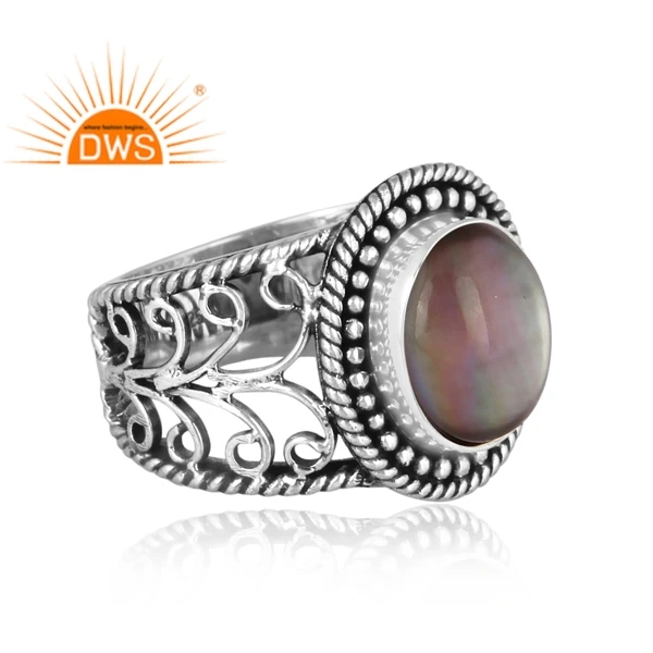 Newly Design Oxidized Sterling Silver Natural Doublet Apache Gold Crystal Gemstone Ring Jewelry Manufacturer