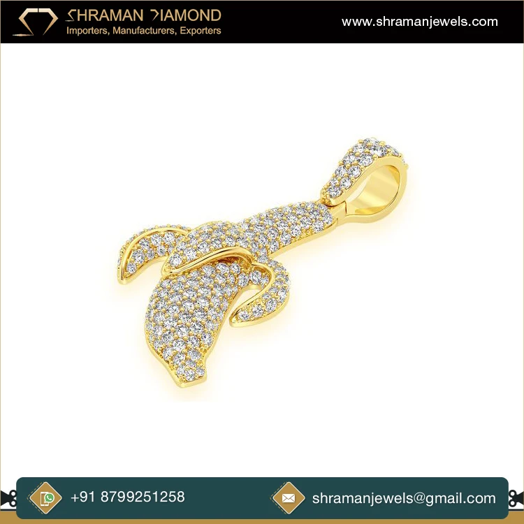 Engagement Gift Fashion Jewelry for Men or Women 1.2 CTS 14K Gold Custom Banana Peel Natural Diamond Charm Pendant