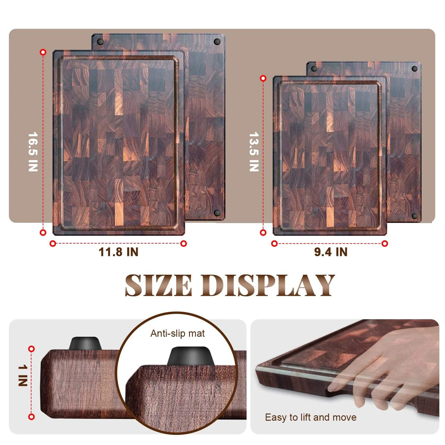 Multifunction Black Walnut Cutting Board for Kitchen Wooden Chopping Board with Juice Grooves