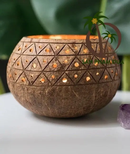 DECORATION HANGING LAMP NIGHT LIGHT COCONUT SHELL LAMP COCONUT LAMP HAND CARVED FROM VIETNAM