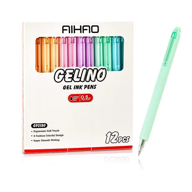 Plastic Pens Retractable Soft Touch 0.5mm Fine Point Refill with Gel Ink Tips Pen and Custom Logo