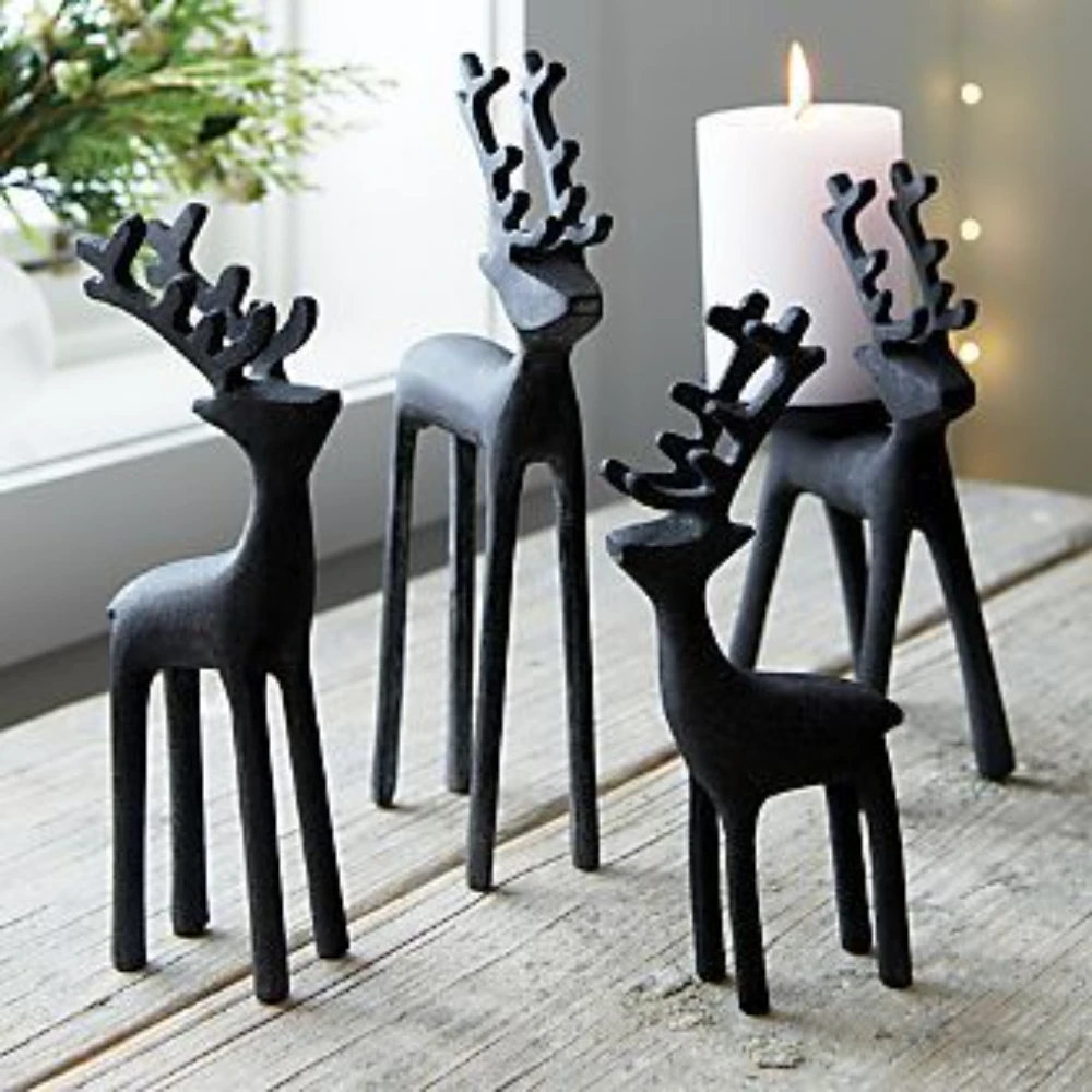 High Quality Black Matte Aluminium Reindeer Sculpture For Home Decoration Table Chair For Hot Selling Candle Holder
