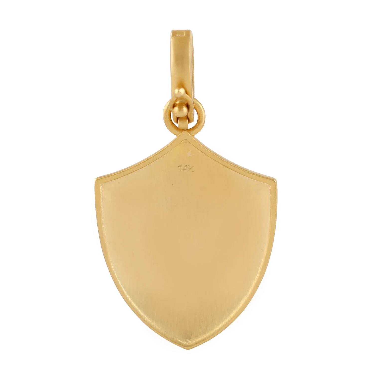 14k Yellow Gold Diamond Sapphire Shield With Star Pendent Handmade Fine Women Jewelry Diamond Necklaces For Women