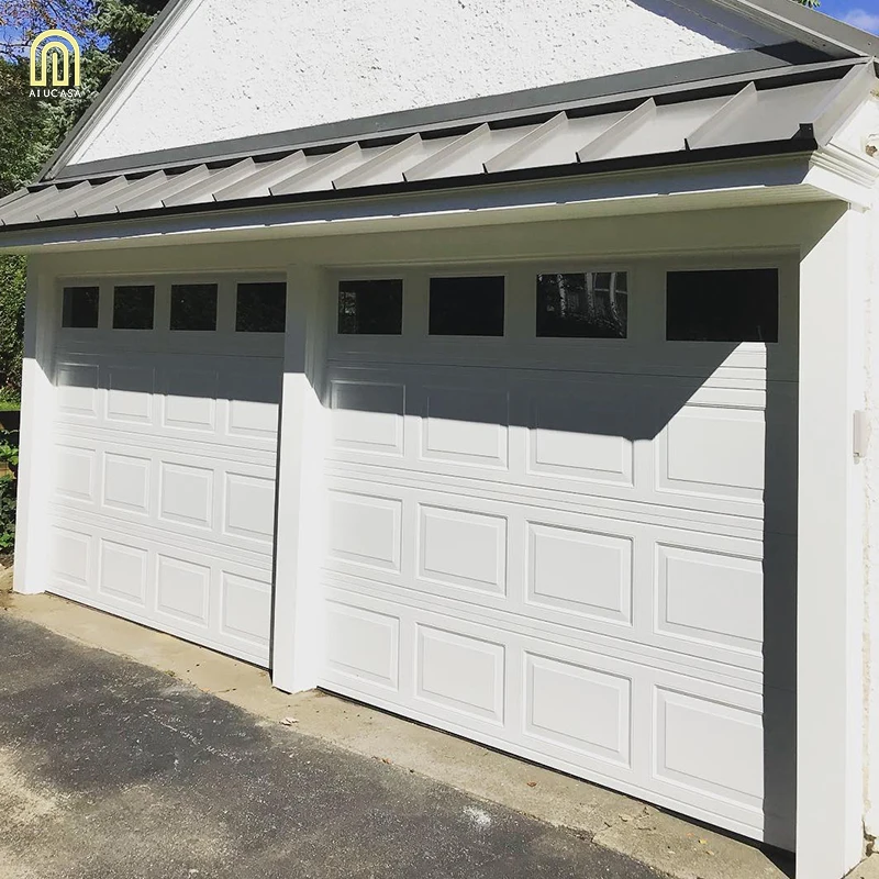 Alucasa European Residential Automatic Roll Up Aluminum Frosted Glass Bi Folding Garage Door
