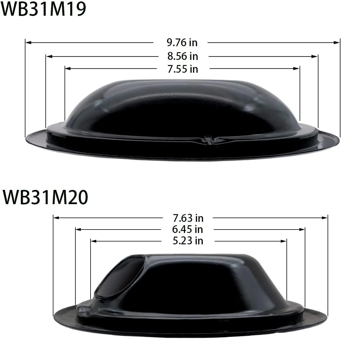 WB31M20 WB31M19 Porcelain Drip Pans and WB30M1 WB30M2 Electric Range Stove Burner Set, Replacement for G. E Hotpoint Range Stove