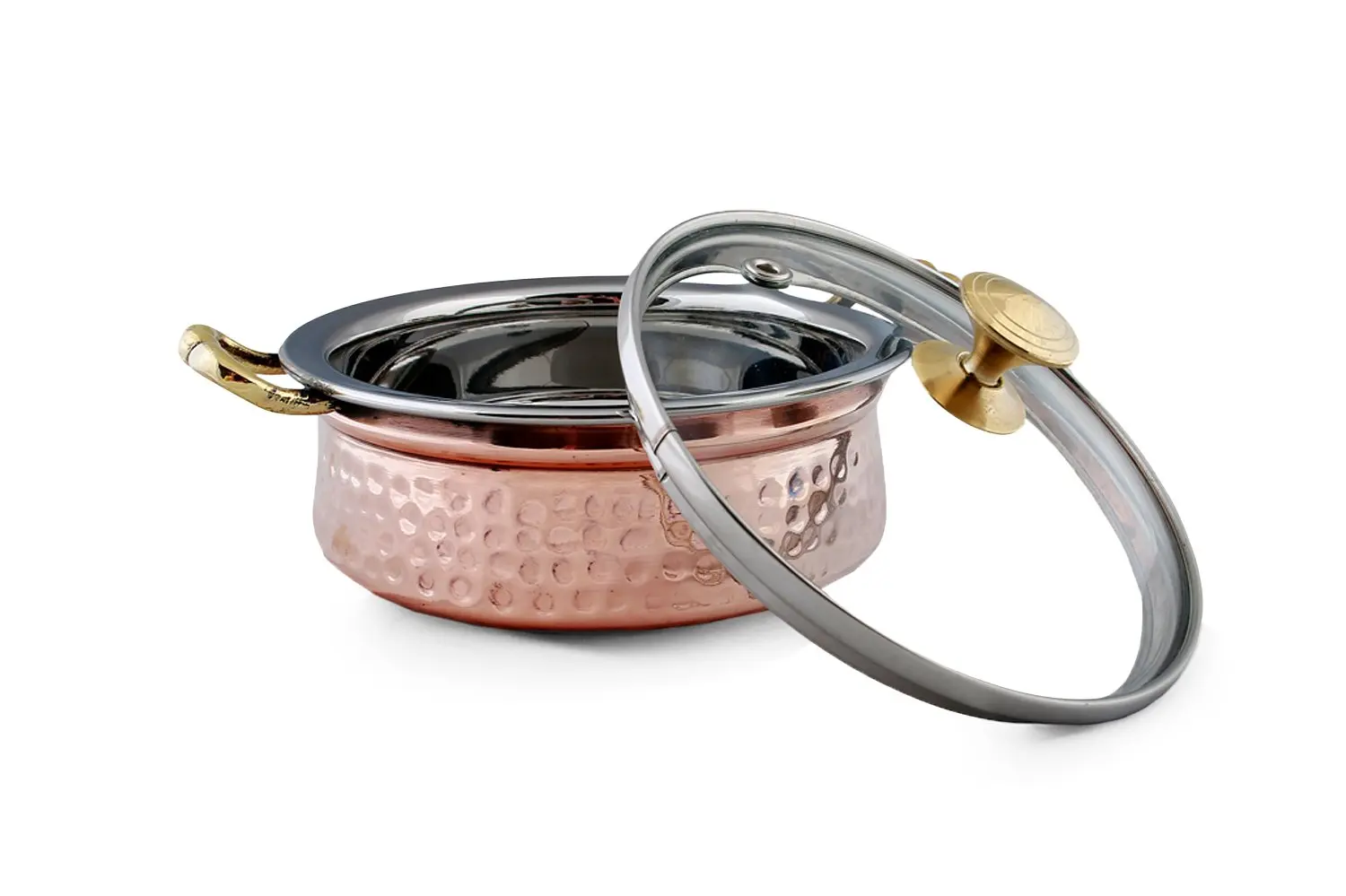 780ml Stainless Steel Copper Tableware Serving Bowl Indian Serving Pot Handi for Home Hotel Restaurant Usage from India Origin