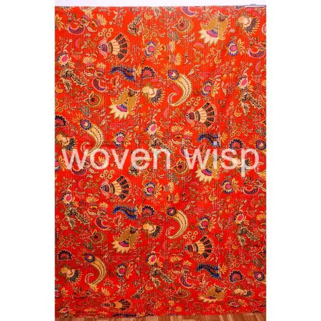 Chic Comfort: King Size Kantha Quilt - Add a Touch of Sophistication to Your Bed