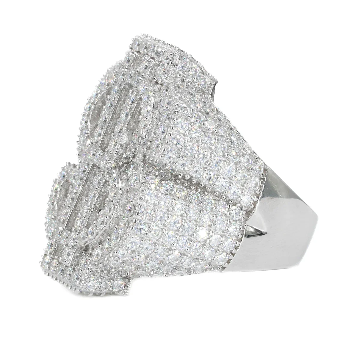 Dazzling Iced out Dollar Sign Diamond Ring Latest Designed Hip Hop Jewelry Gold and Moissanite for Gift