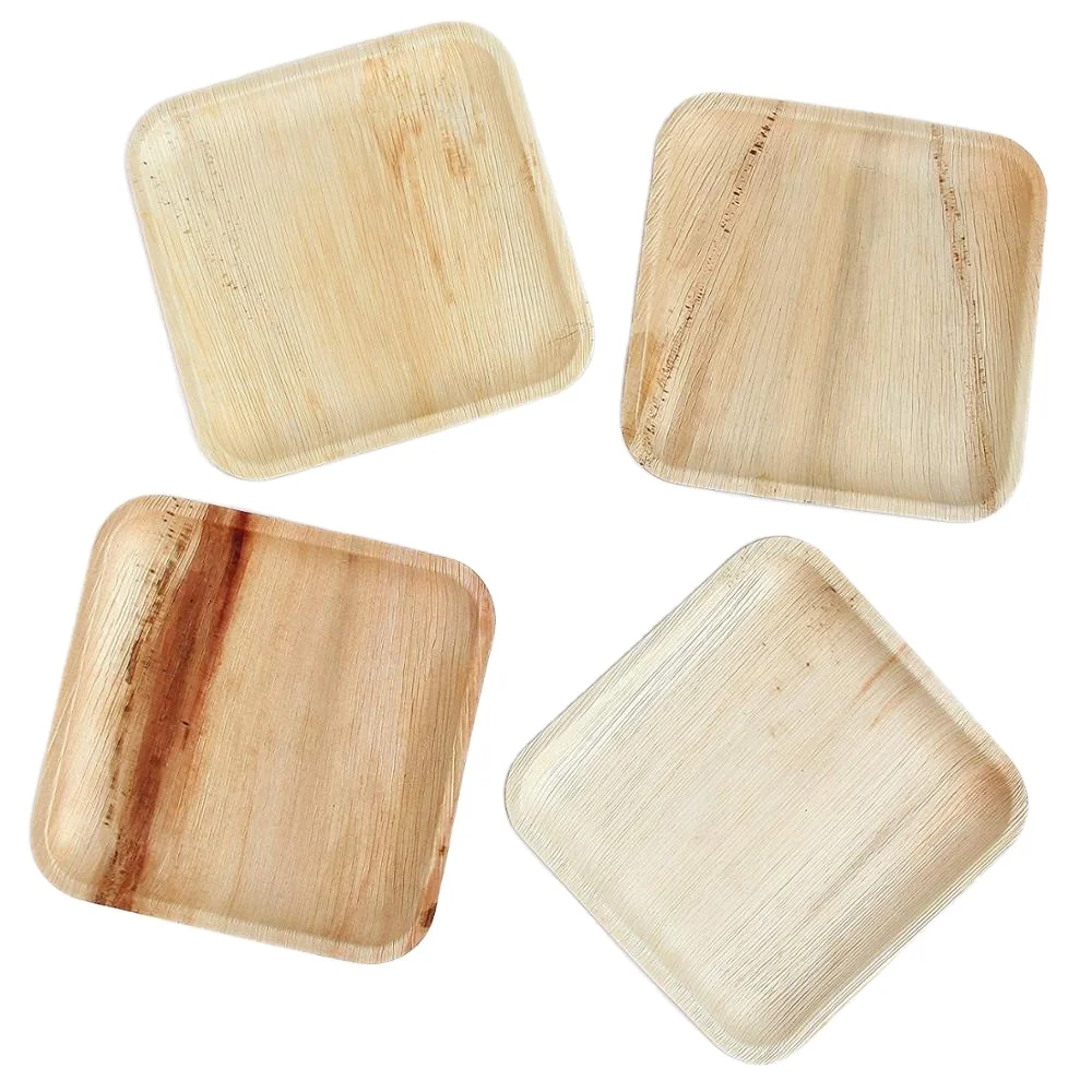 Areca Leaf Dish Plate Fruit Dessert Plate 6 Inches Square Dinnerware Sets Compostable Cut Resistance Palm Leaf Dish