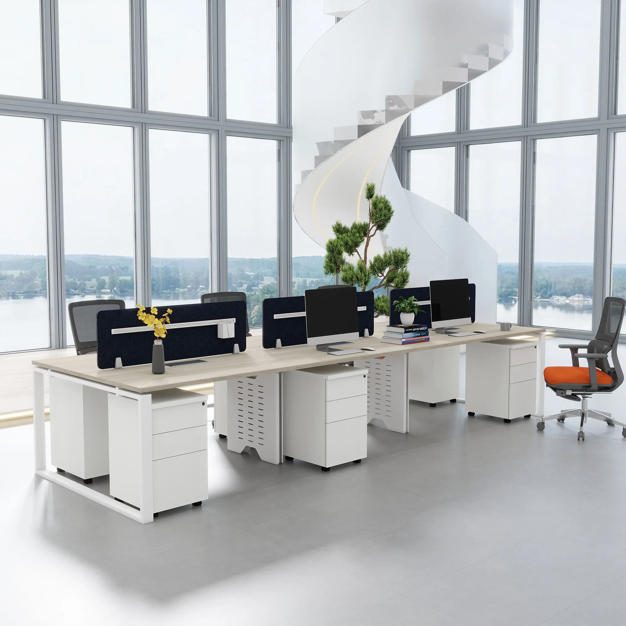 Office Furniture Modern Modular Office Desk 2 4 6 Person Office WorkStation Cubicle For Staff Space