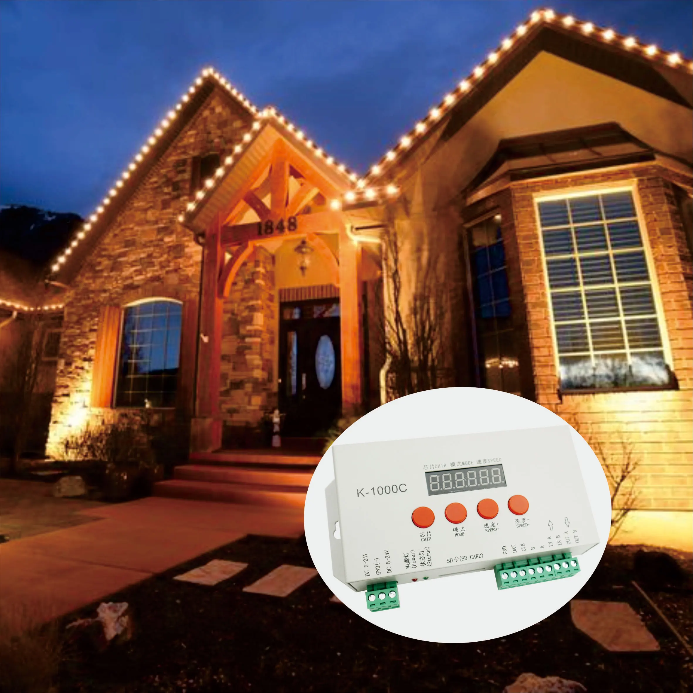 Support Multiple Chips DC5-24V DMX512 1000C RGB Decorative Light  Point Light Source Controller