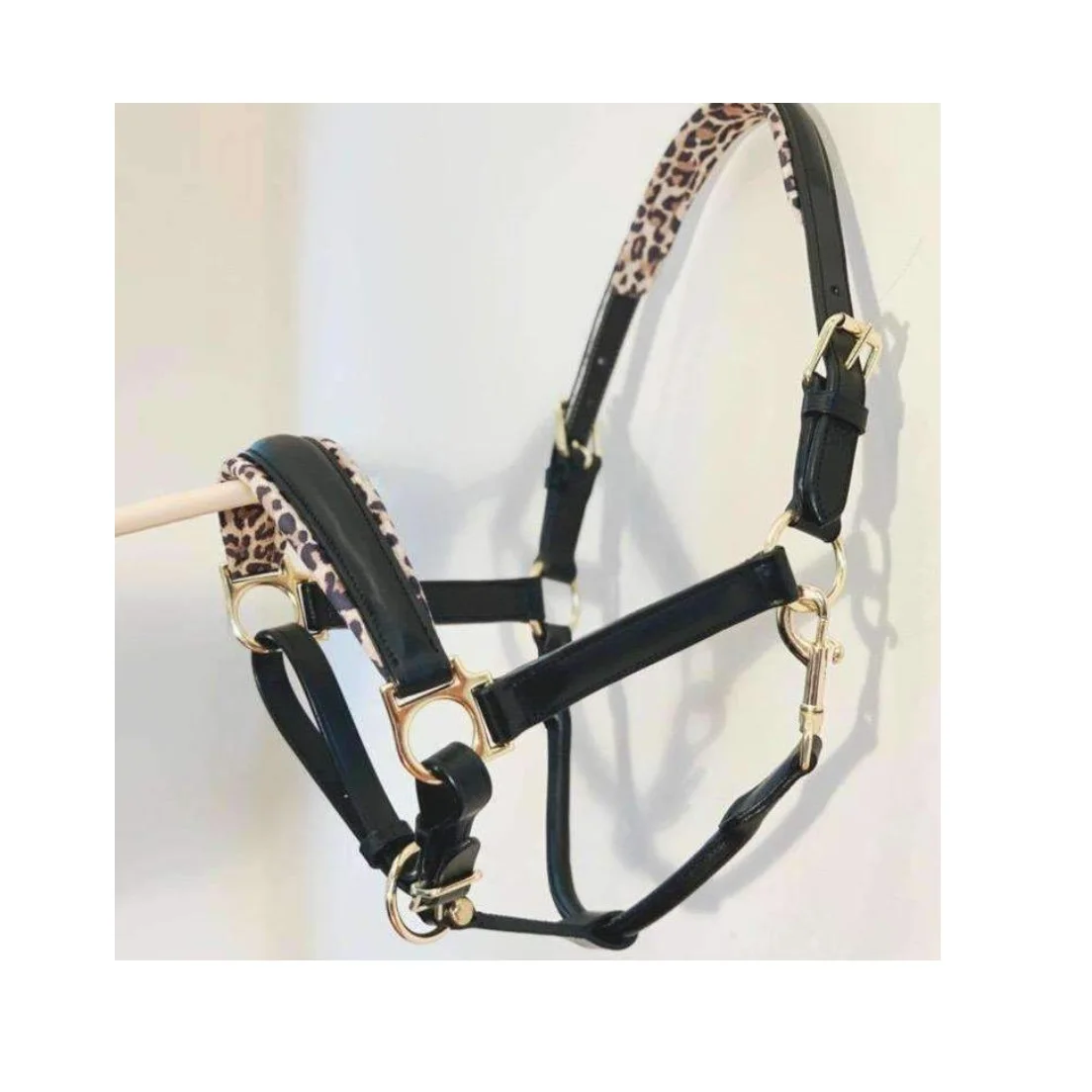Leather Safari Design Horse Halter Smart Look Equestrian Raised Leopard Print Padded