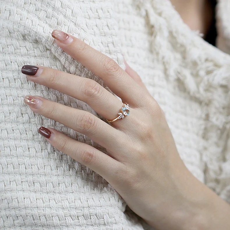 New Arrival YINSAKI 925 Silver Blue Topaz Ring 14K 18K 22K Gold Plated Fashion Band Ring Zirconia Ring