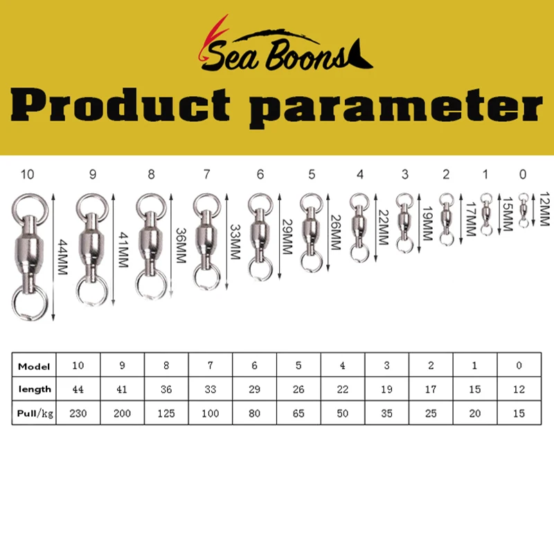 Wholesale 0#-10# strengthen Stainless Steel Ball Bearing Swivel With Solid Ring Fishing Accessories