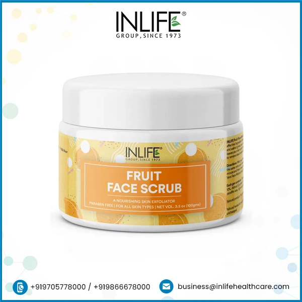 INLIFE Fruit Face Scrub (100g Pack) Paraben Free - GMP Certified Manufacturing Facility