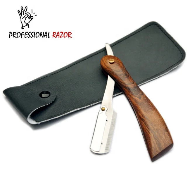 Professional razor with wooden handle / Personal Care 2022 Stylish private logo shaving Razor / Barber Straight Razor with case