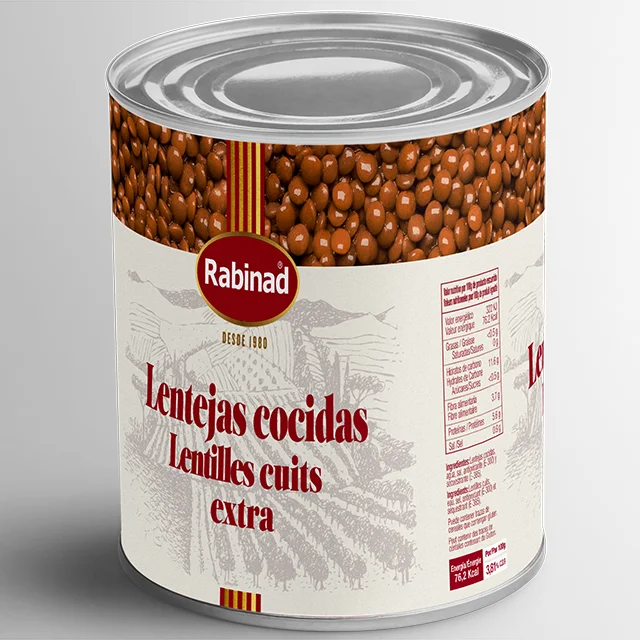 Best Spanish Quality Canned Vegetables Healthy Preserves Tinned Lentils Cooked Brown Lentils for Supermarket and Horeca 3kg