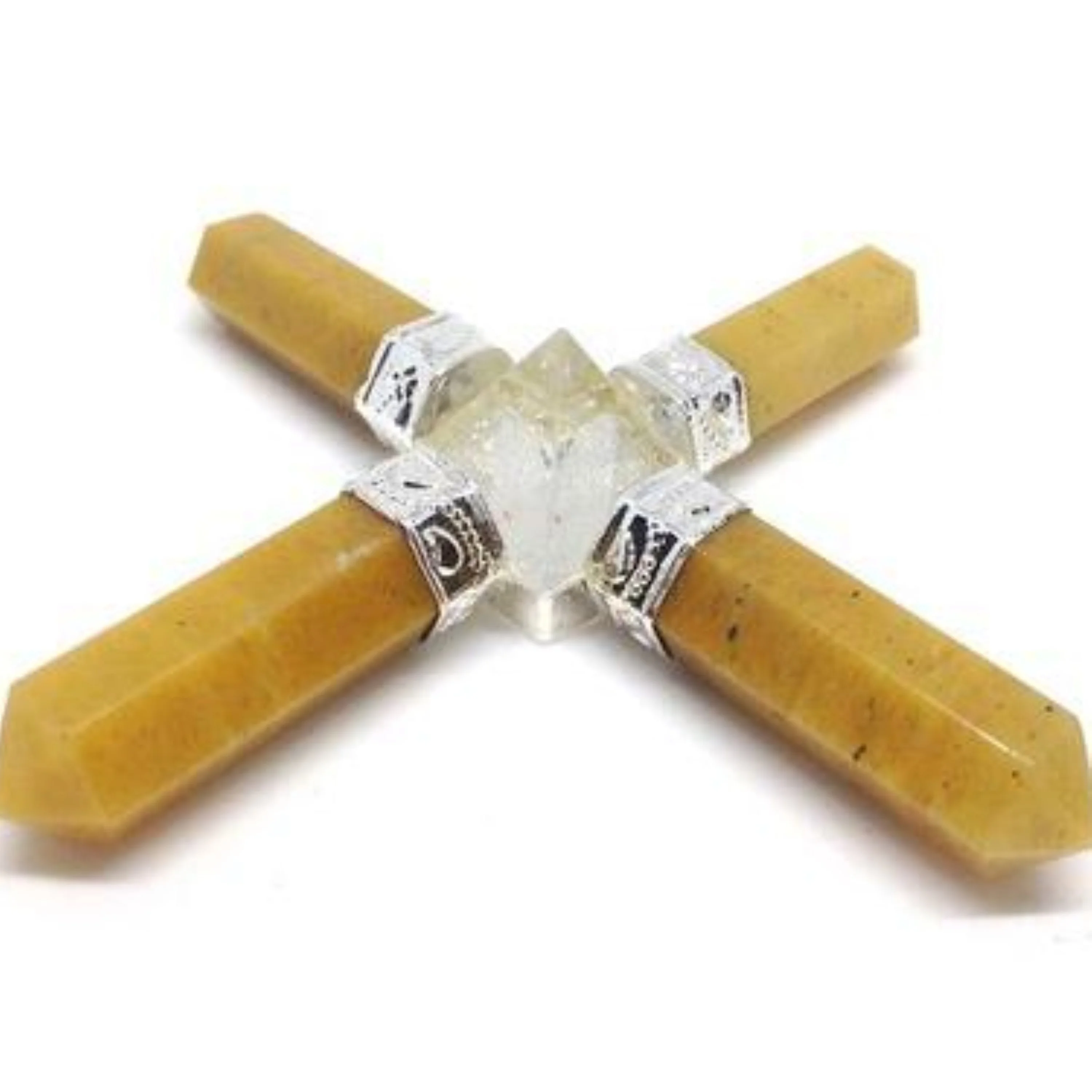 Естественный Желтый авантюрин с прозрачые кварцевые 4 точки пирамиды генератор энергии для рейки исцеления медитации Васту