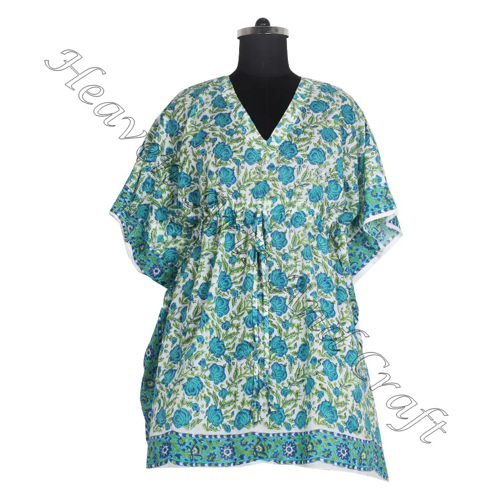 New 100% Cotton Party Wear Casual Dress Office Wear Hand Block Print Muslim Dress Clothes Women Short Kaftan Best Gift for Her