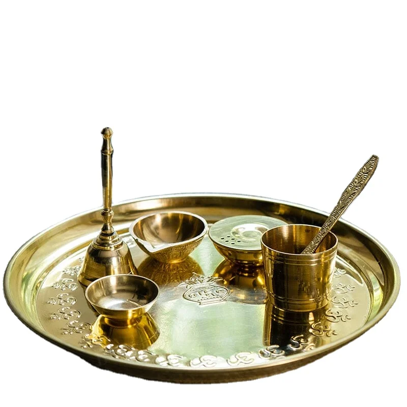 Newest Brass Metal Design Prayer Plate Best For Home Decor And Temple Decorative New Royal Design Puja Thali