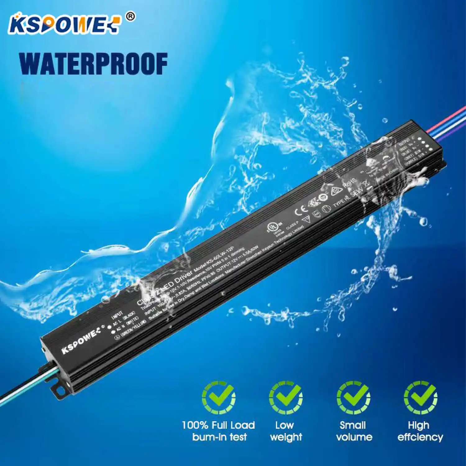 Waterproof Electronic 12volt 24volt 36volt 48volt Triac Dimmable Transformer 40w 60w 80w 100w High Pfc No Flicker Led Driver