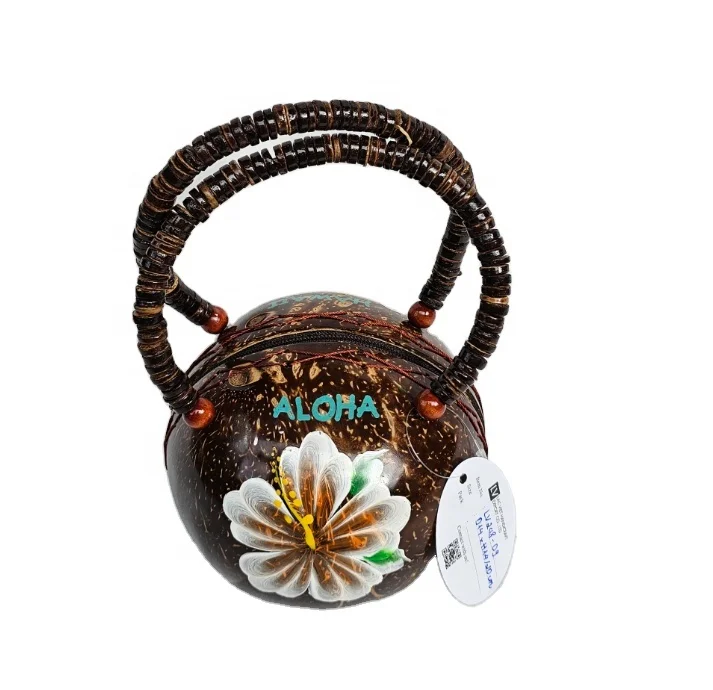 Wholesale  Festival Beautiful Coconut bag hand bag  unique funny for beach holiday Hawaii party make in Vietnam
