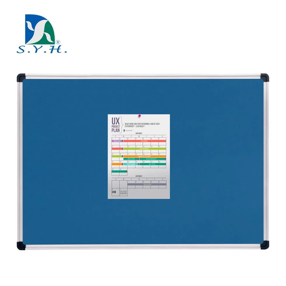 Blue fabric board bulletin notice board for office school