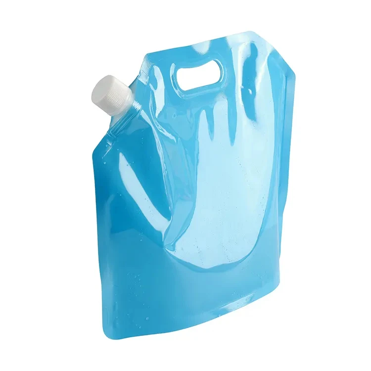 Wholesale 1.5L 3L 5L spout pouch foldable outdoor grains drink plastic bags for water storage with handle