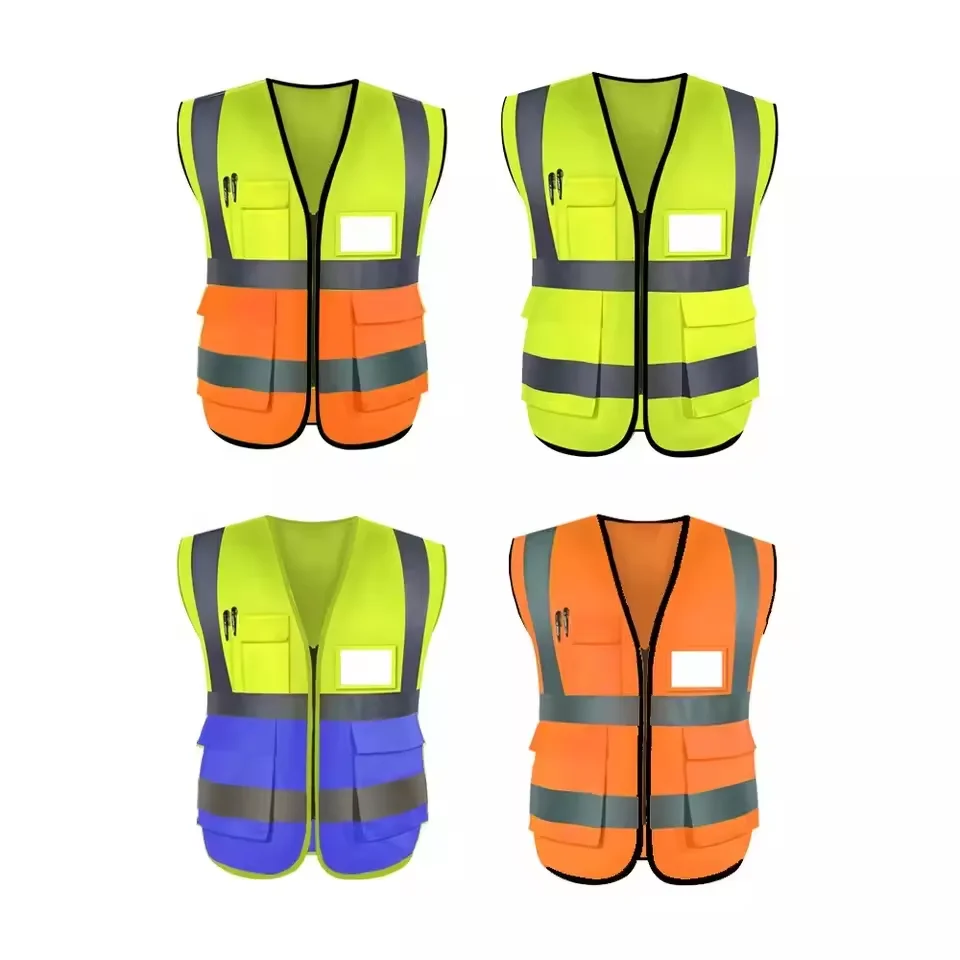 Hi Vis Unisex Sleeveless Uniform 100% polyester Constructor  Safety jackets workwear safety uniform