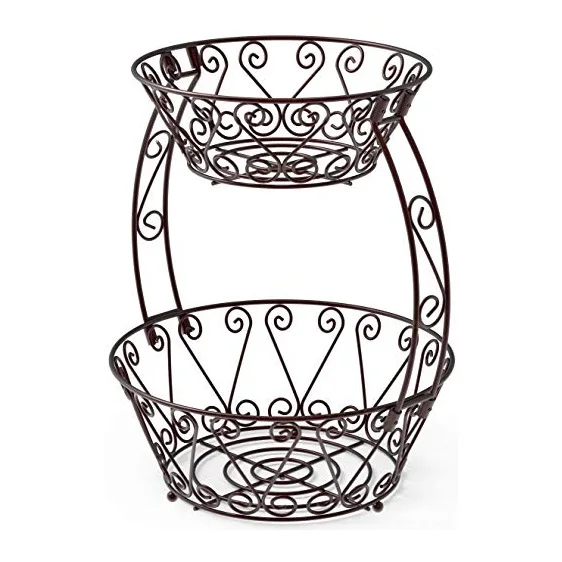 Fruit Basket Rounded Fruit Storage Basket Unique Design Rounded Bamboo Wooden Decorative Basket Made by India