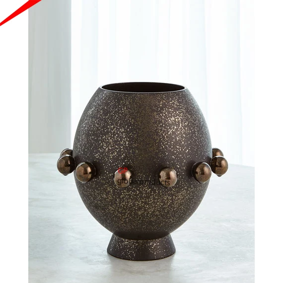 luxury designer metal flower vases for weddings decoration flower pot with high end finished