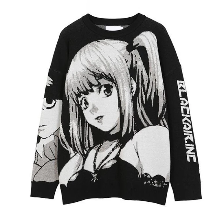 LeBo wholesale OEM&ODM custom unisex oversized loose jacquard pattern misa cosplay anime sweater