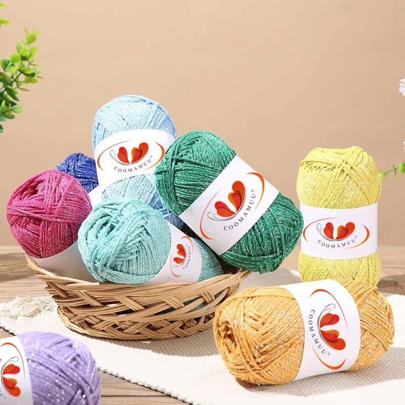 Hollow Cotton 1.5mm Round Strand DIY Hand Woven Yarn Ball Bag, Thick Shiny Cotton Thread, Stiff And Shiny